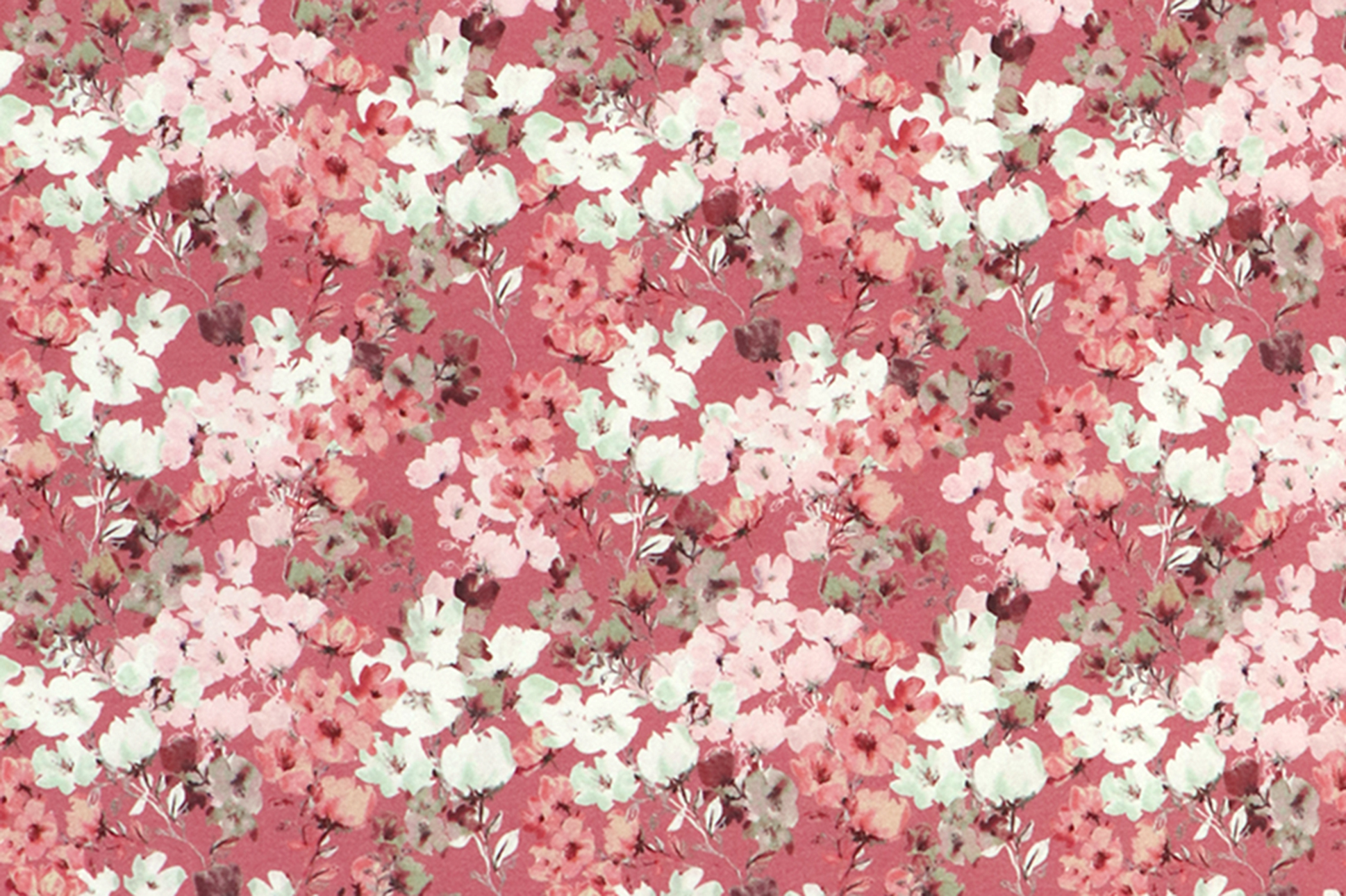 Jersey di cotone, motivo floreale su fondo rosa antico