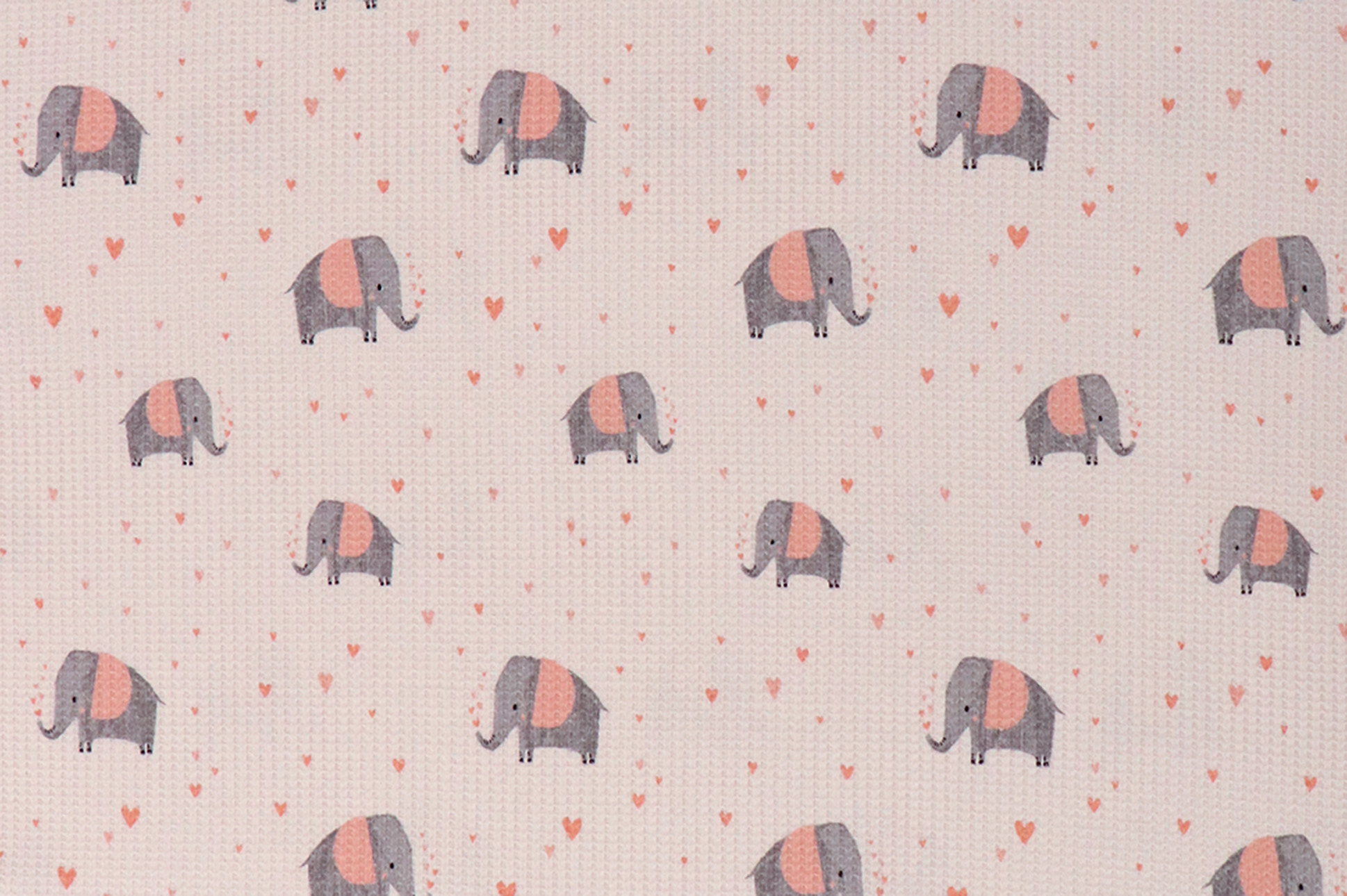 Jersey Waffle "Fräulein von Julie", elefanti su fondo rosa chiaro