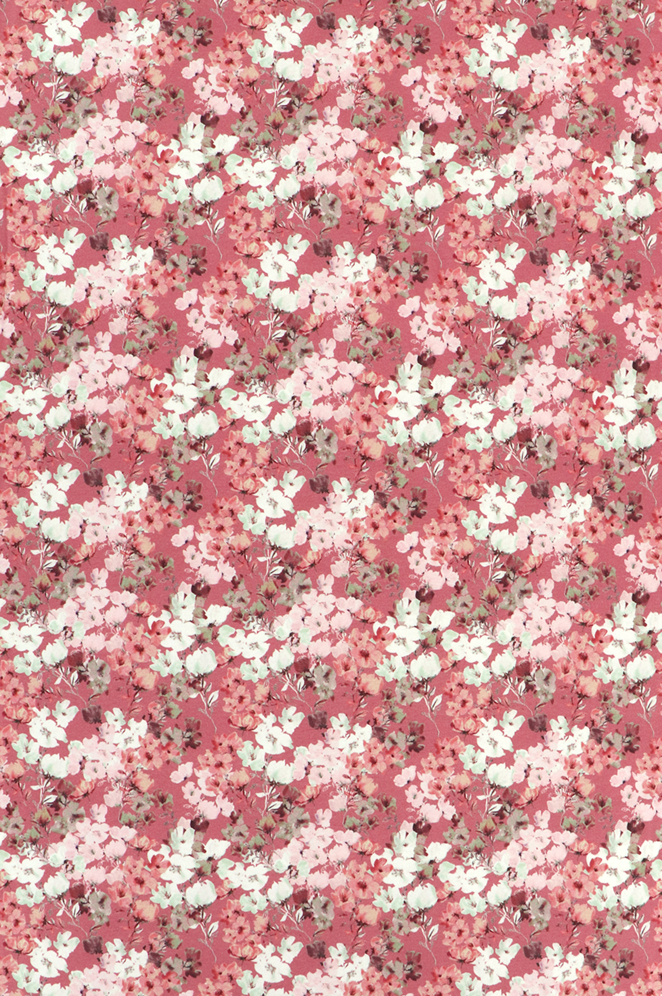Jersey di cotone, motivo floreale su fondo rosa antico