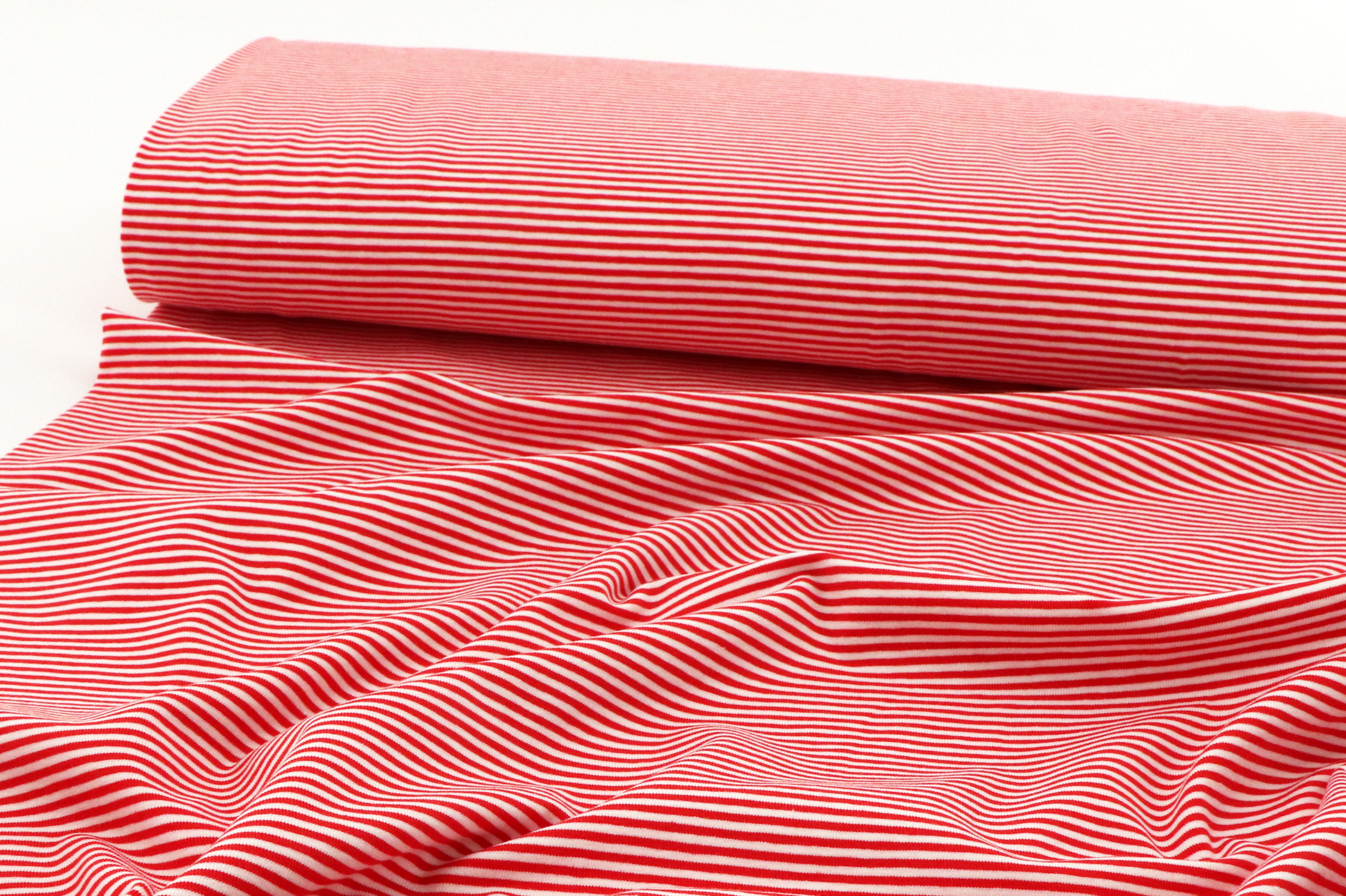 Jersey di cotone, strisce fini rosso / bianco