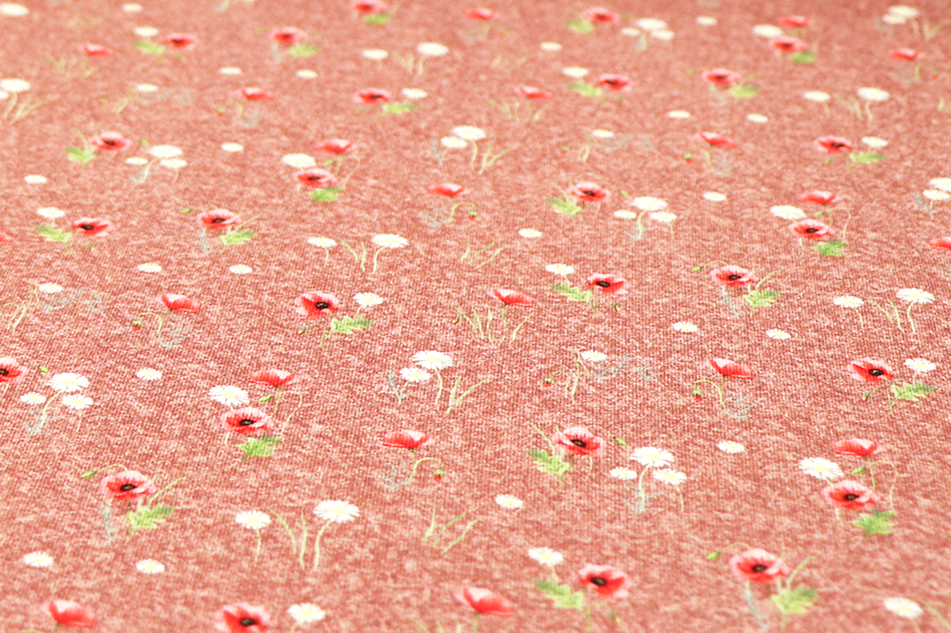 Jersey di cotone, papavero su fondo rosa antico melange