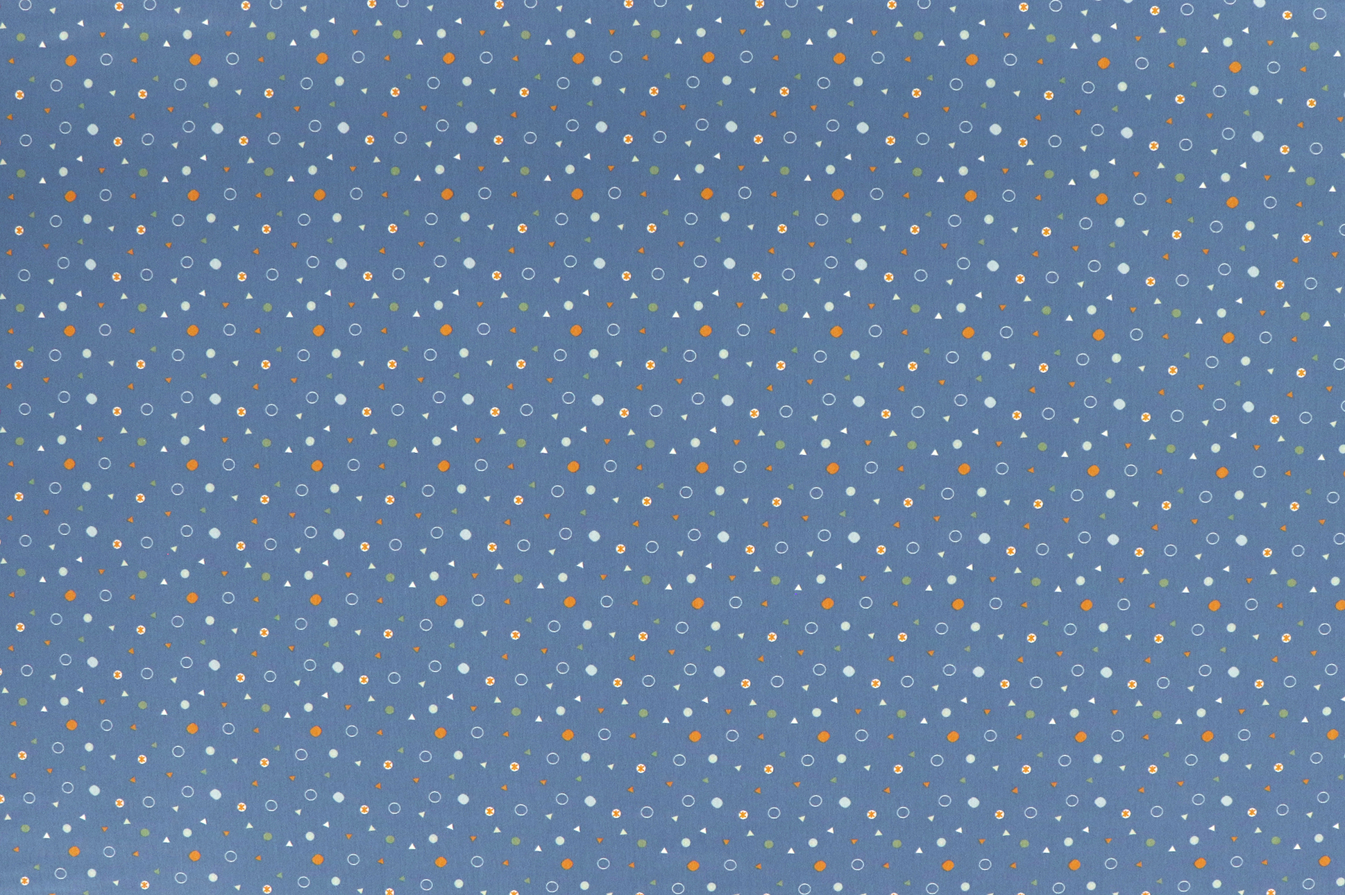 Jersey di cotone, cerchi e triangoli colorati su blu fumo
