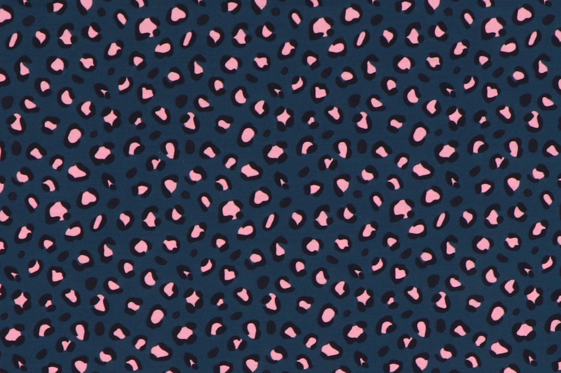 Popeline di cotone, motivo leopardato petrolio/pink