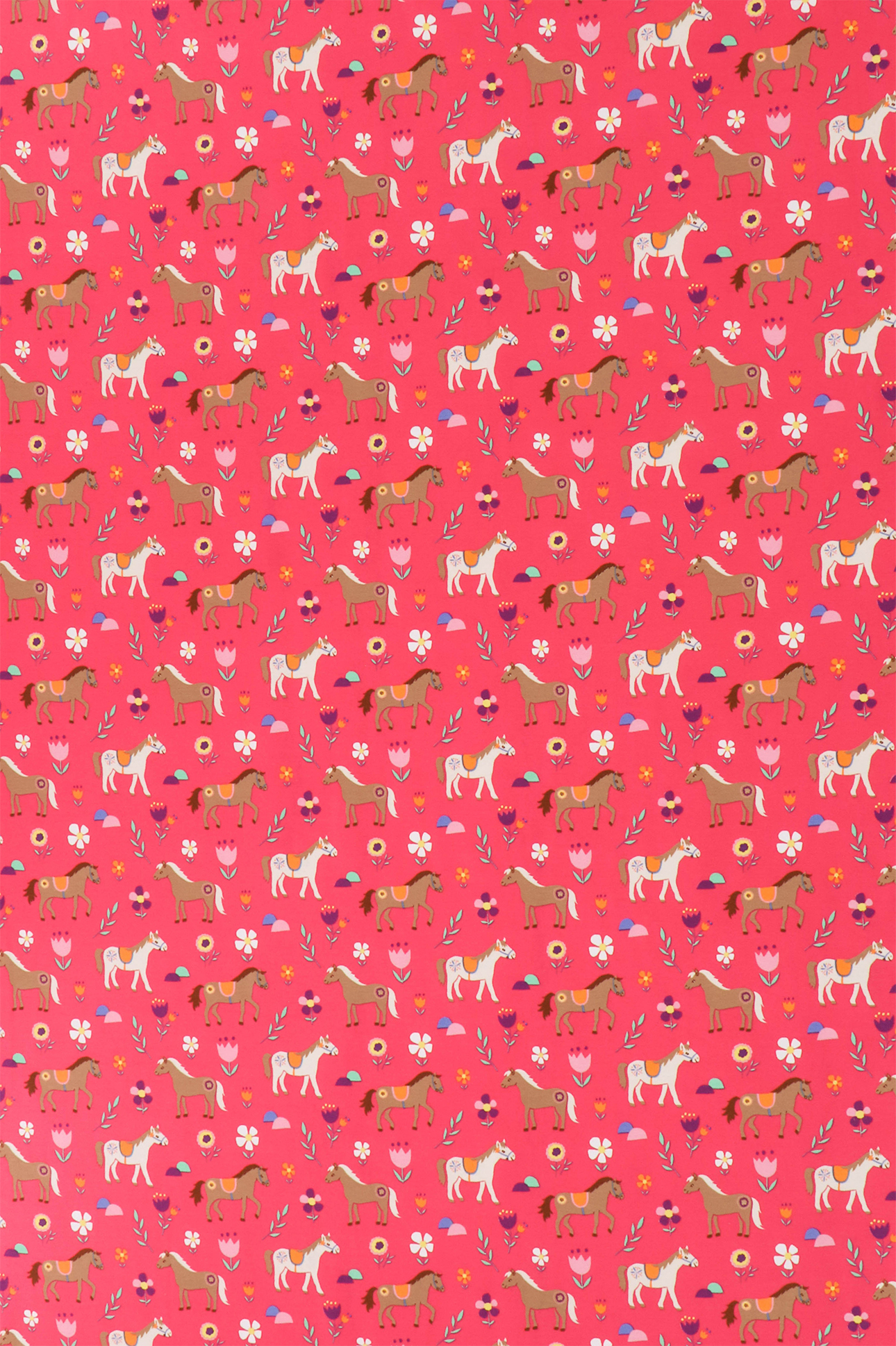 Jersey di cotone, cavalli su pink