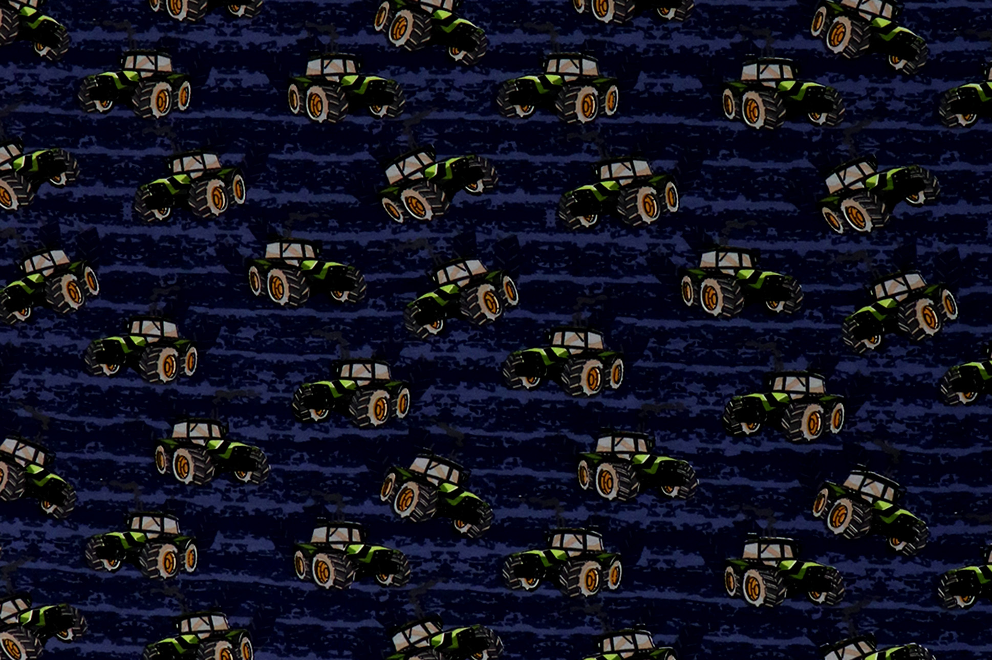 Jersey di cotone, trattore verde su righe blu