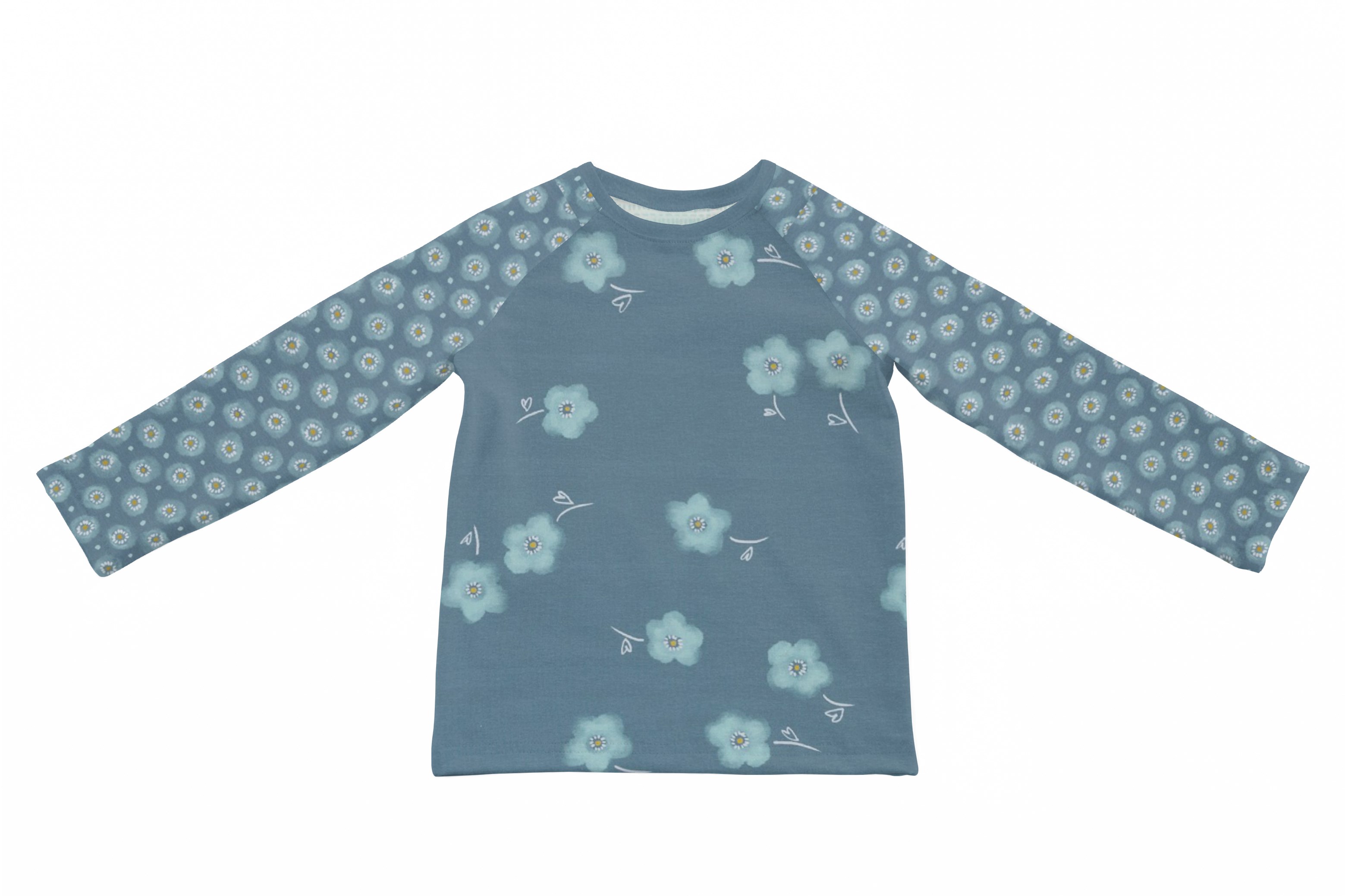 Jersey di cotone, graphic flower blu 2