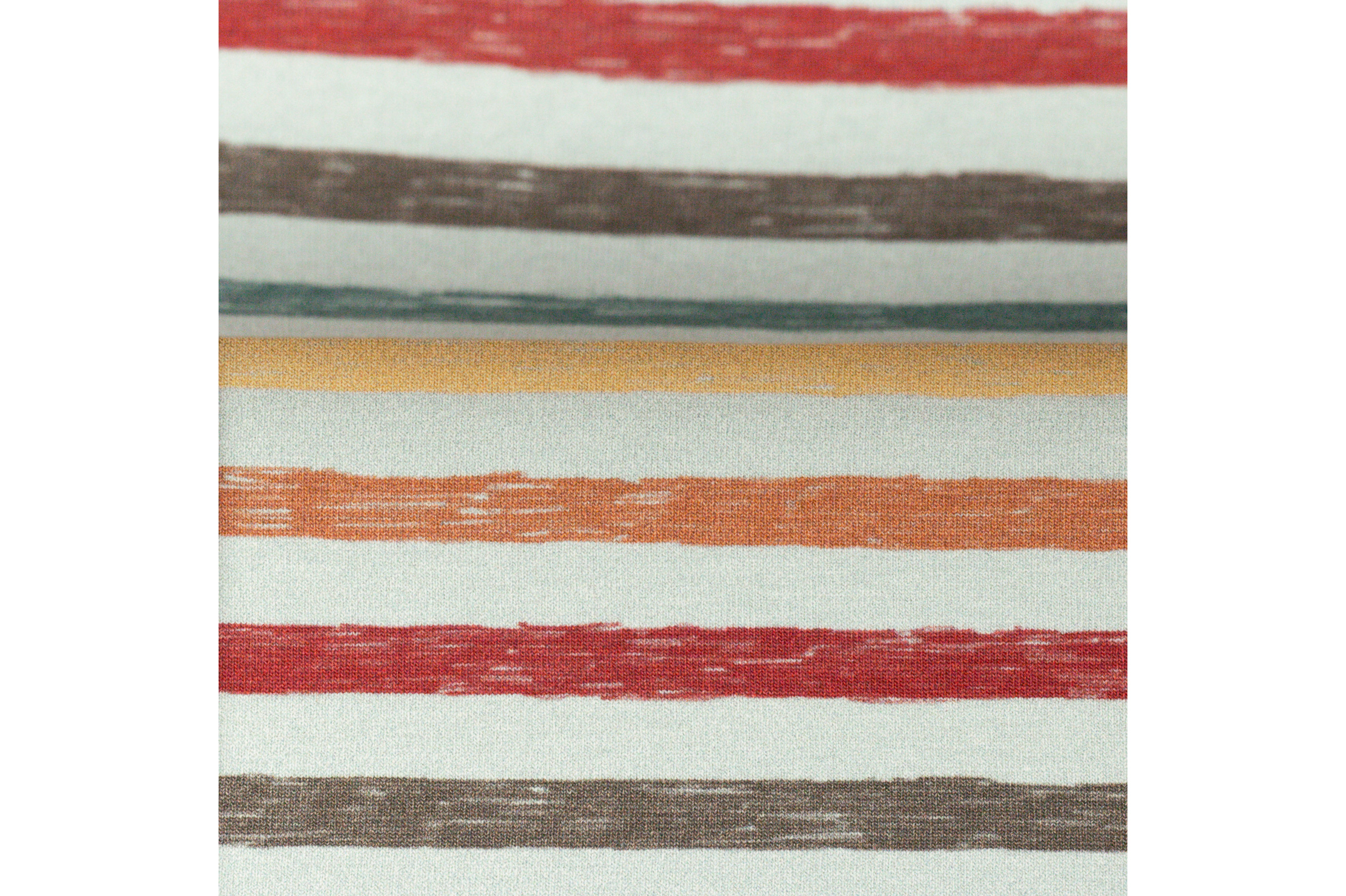 Jersey di cotone, strisce dipinte colorate su menta chiaro