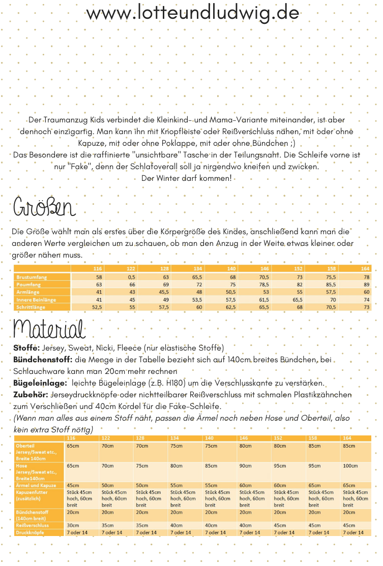 Cartamodello, Lotte & Ludwig – Pigiami overall bambini