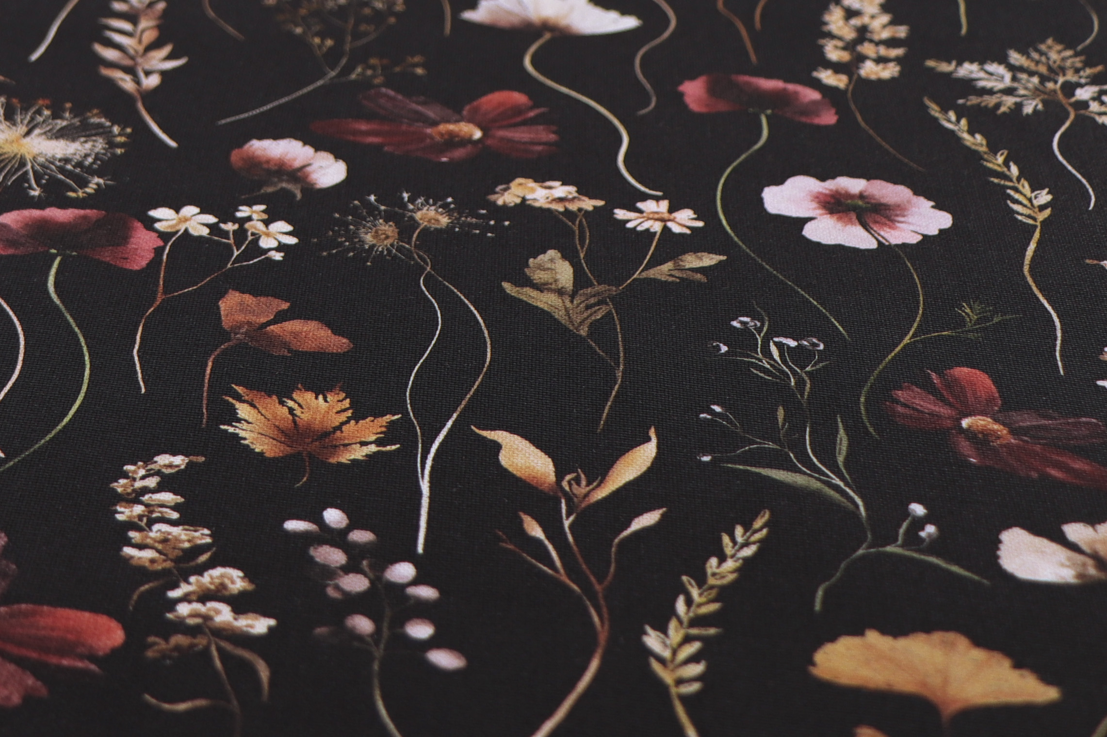 Canvas stampa digitale, wild flowers black